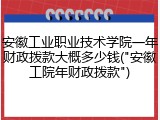 安徽工业职业技术学院一年财政拨款大概多少钱("安徽工院年财政拨款")
