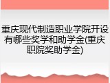 重庆现代制造职业学院开设有哪些奖学和助学金(重庆职院奖助学金)