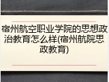 宿州航空职业学院的思想政治教育怎么样(宿州航院思政教育)