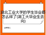 湖北工业大学的学生毕业都怎么样了(湖工大毕业生去向)