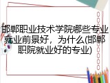 邯郸职业技术学院哪些专业就业前景好，为什么(邯郸职院就业好的专业)