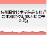 杭州职业技术学院是专科还是本科院校呢(杭职院是专科吗)
