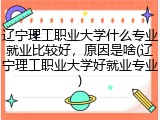 辽宁理工职业大学什么专业就业比较好，原因是啥(辽宁理工职业大学好就业专业)