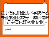 辽宁石化职业技术学院什么专业就业比较好，原因是啥(辽宁石化好就业专业)