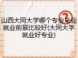 山西大同大学哪个专业毕业就业前景比较好(大同大学就业好专业)