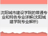 沈阳城市建设学院的普通专业和特色专业详解(沈阳城建学院专业解析)