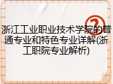 浙江工业职业技术学院的普通专业和特色专业详解(浙工职院专业解析)