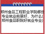 郑州食品工程职业学院哪些专业就业前景好，为什么(郑州食品职院好就业专业)