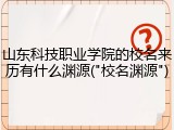山东科技职业学院的校名来历有什么渊源("校名渊源")