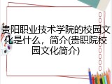 贵阳职业技术学院的校园文化是什么，简介(贵职院校园文化简介)