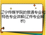 辽宁传媒学院的普通专业和特色专业详解(辽传专业解析)