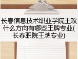 长春信息技术职业学院主攻什么方向有哪些王牌专业(长春职院王牌专业)