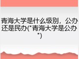 青海大学是什么级别，公办还是民办("青海大学是公办")