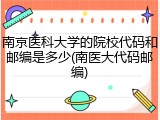 南京医科大学的院校代码和邮编是多少(南医大代码邮编)