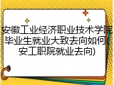 安徽工业经济职业技术学院毕业生就业大致去向如何(安工职院就业去向)