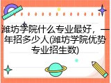 潍坊学院什么专业最好，一年招多少人(潍坊学院优势专业招生数)