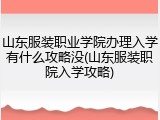 山东服装职业学院办理入学有什么攻略没(山东服装职院入学攻略)