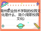 亳州职业技术学院的校园文化是什么，简介(亳职校园文化)