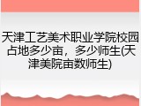 天津工艺美术职业学院校园占地多少亩，多少师生(天津美院亩数师生)