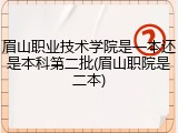 眉山职业技术学院是一本还是本科第二批(眉山职院是二本)