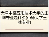 天津中德应用技术大学的王牌专业是什么(中德大学王牌专业)