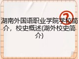 湖南外国语职业学院学校简介，校史概述(湖外校史简介)
