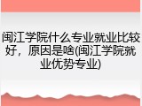 闽江学院什么专业就业比较好，原因是啥(闽江学院就业优势专业)