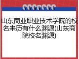 山东商业职业技术学院的校名来历有什么渊源(山东商院校名渊源)
