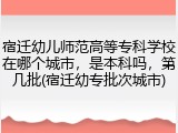 宿迁幼儿师范高等专科学校在哪个城市，是本科吗，第几批(宿迁幼专批次城市)