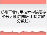 郑州工业应用技术学院要多少分才能进(郑州工院录取分数线)