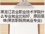 黑龙江农业职业技术学院什么专业就业比较好，原因是啥(黑农职院高就业专业)