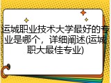 运城职业技术大学最好的专业是哪个，详细阐述(运城职大最佳专业)