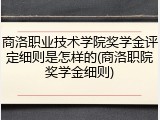 商洛职业技术学院奖学金评定细则是怎样的(商洛职院奖学金细则)