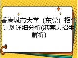 香港城市大学（东莞）招生计划详细分析(港莞大招生解析)