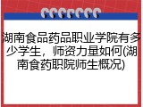 湖南食品药品职业学院有多少学生，师资力量如何(湖南食药职院师生概况)