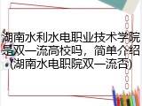 湖南水利水电职业技术学院是双一流高校吗，简单介绍(湖南水电职院双一流否)