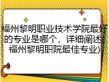 福州黎明职业技术学院最好的专业是哪个，详细阐述(福州黎明职院最佳专业)