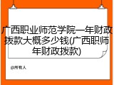 广西职业师范学院一年财政拨款大概多少钱(广西职师年财政拨款)