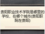 贵阳职业技术学院是哪里的学校，在哪个城市(贵阳职院在贵阳)