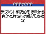 武汉城市学院的思想政治教育怎么样(武汉城院思政教育)