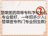 楚雄医药高等专科学校什么专业最好，一年招多少人(楚雄医专热门专业招生数)