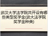 武汉大学法学院共开设有哪些类型奖学金(武大法学院奖学金种类)