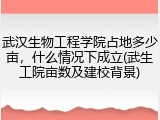 武汉生物工程学院占地多少亩，什么情况下成立(武生工院亩数及建校背景)