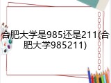 合肥大学是985还是211(合肥大学985211)