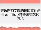 齐鲁医药学院的校园文化是什么，简介(齐鲁医校文化简介)