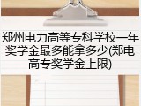 郑州电力高等专科学校一年奖学金最多能拿多少(郑电高专奖学金上限)