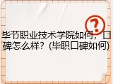 毕节职业技术学院如何，口碑怎么样？(毕职口碑如何)