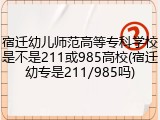 宿迁幼儿师范高等专科学校是不是211或985高校(宿迁幼专是211/985吗)