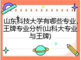 山东科技大学有哪些专业，王牌专业分析(山科大专业与王牌)