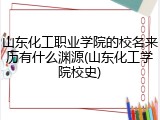 山东化工职业学院的校名来历有什么渊源(山东化工学院校史)